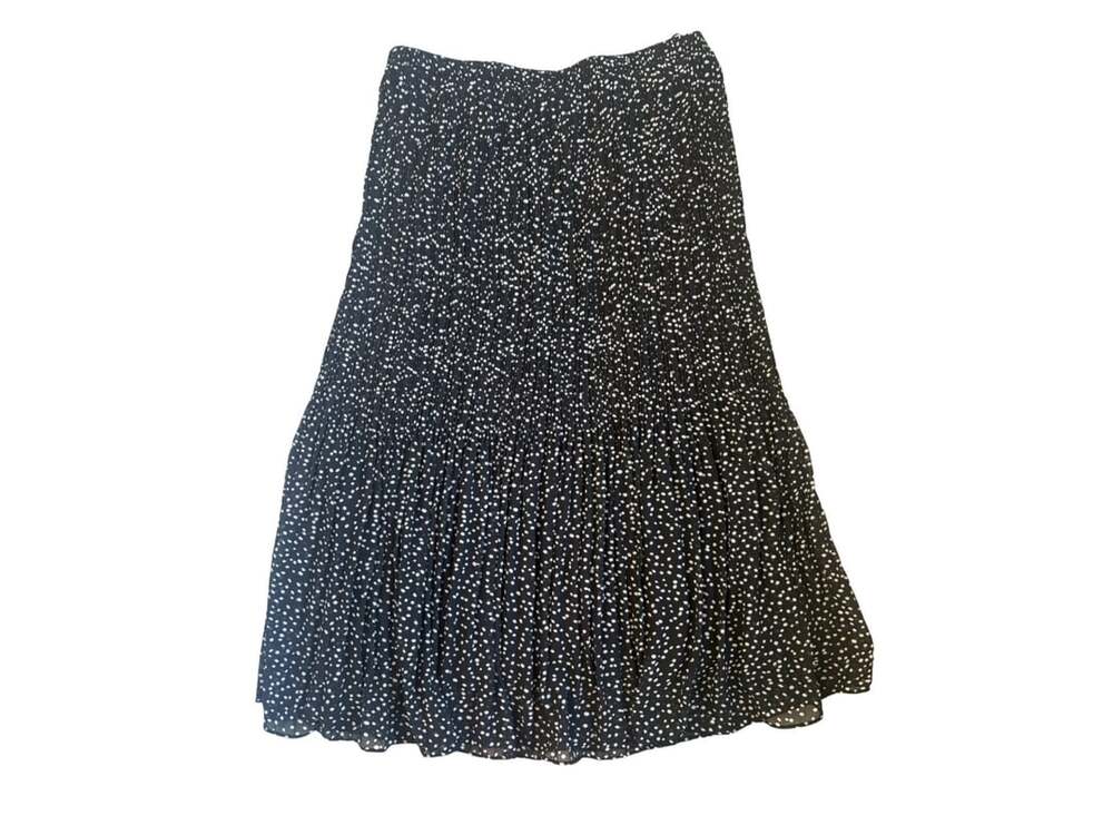 ID•NY Black and White Polka Dot Pleated Tiered Skirt Size L